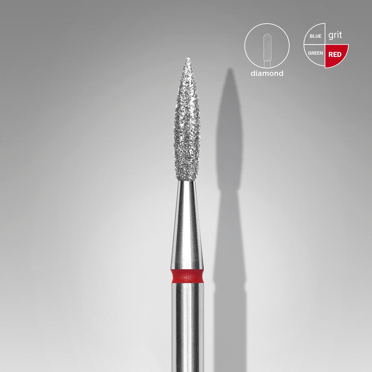 Diamantfräser spitze Flamme rot EXPERT Kopfdurchmesser 2,3 mm / Arbeitslänge 8 mm