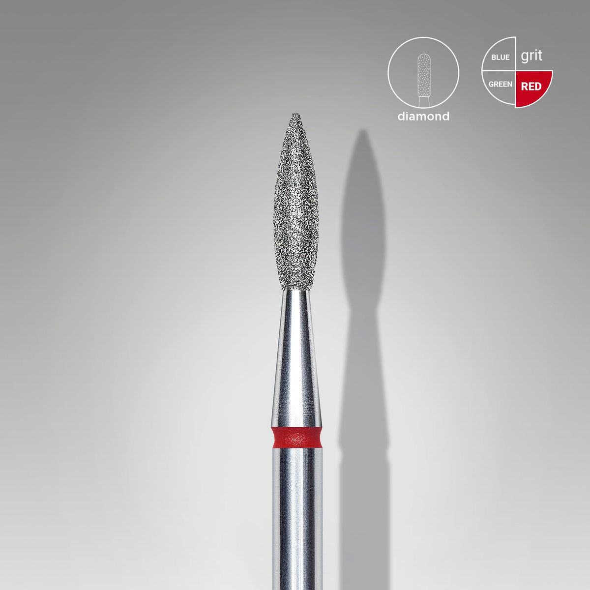 Diamantfräser spitze Flamme rot EXPERT Kopfdurchmesser 2,1 mm / Arbeitslänge 8 mm