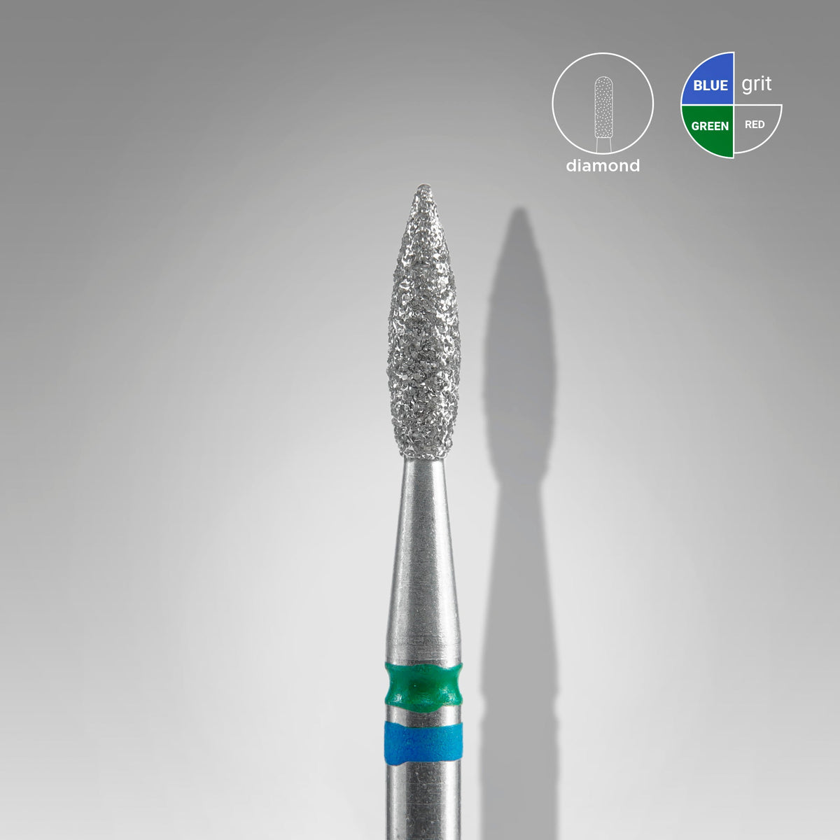 STALEKS EXPERT DUO Diamantfräser spitze Flamme, blau-grün, 2,1 × 8 mm