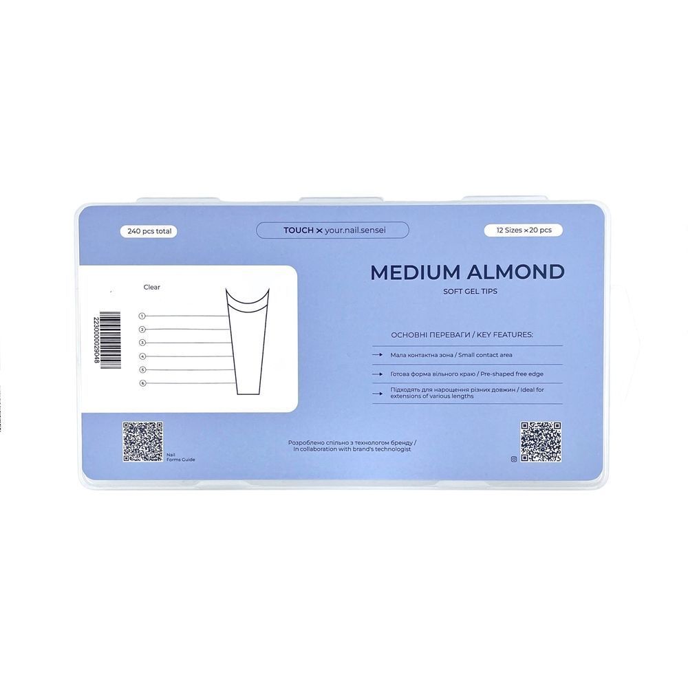 TOUCH Soft-Gel-Tips MEDIUM ALMOND (240 Stk.) – Herstellerfoto