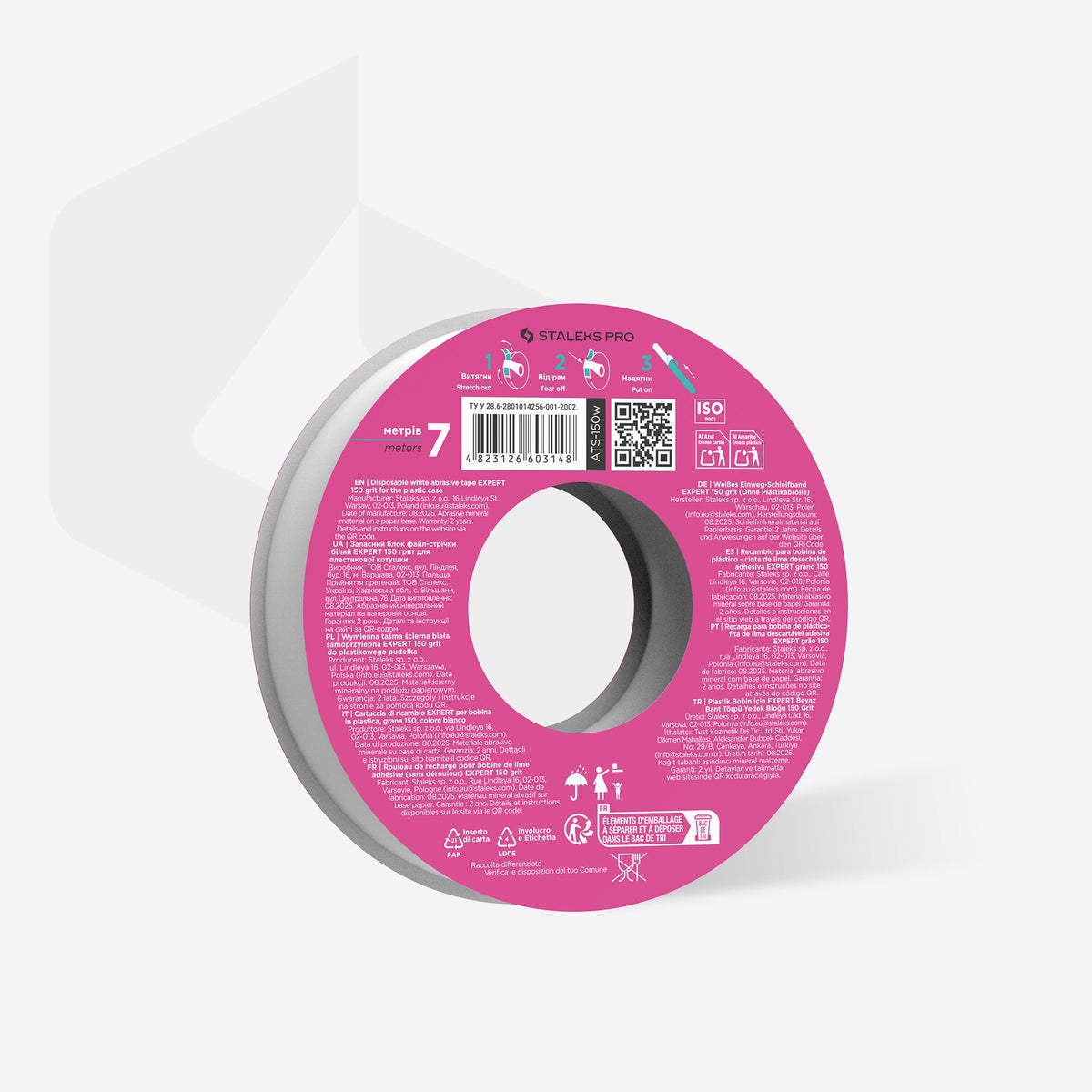 Disposable white abrasive tape EXPERT 150 Körnung for the plastic case – Ansicht 2