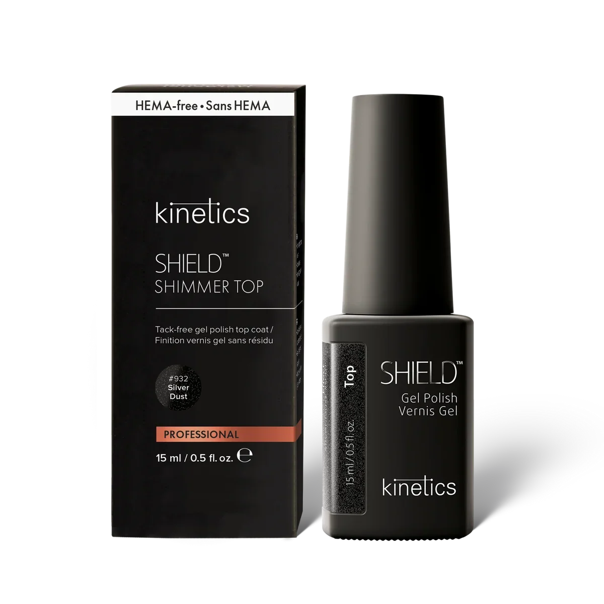 Kinetics SHIELD Shimmer Top Silver dust #932, 15 ml
