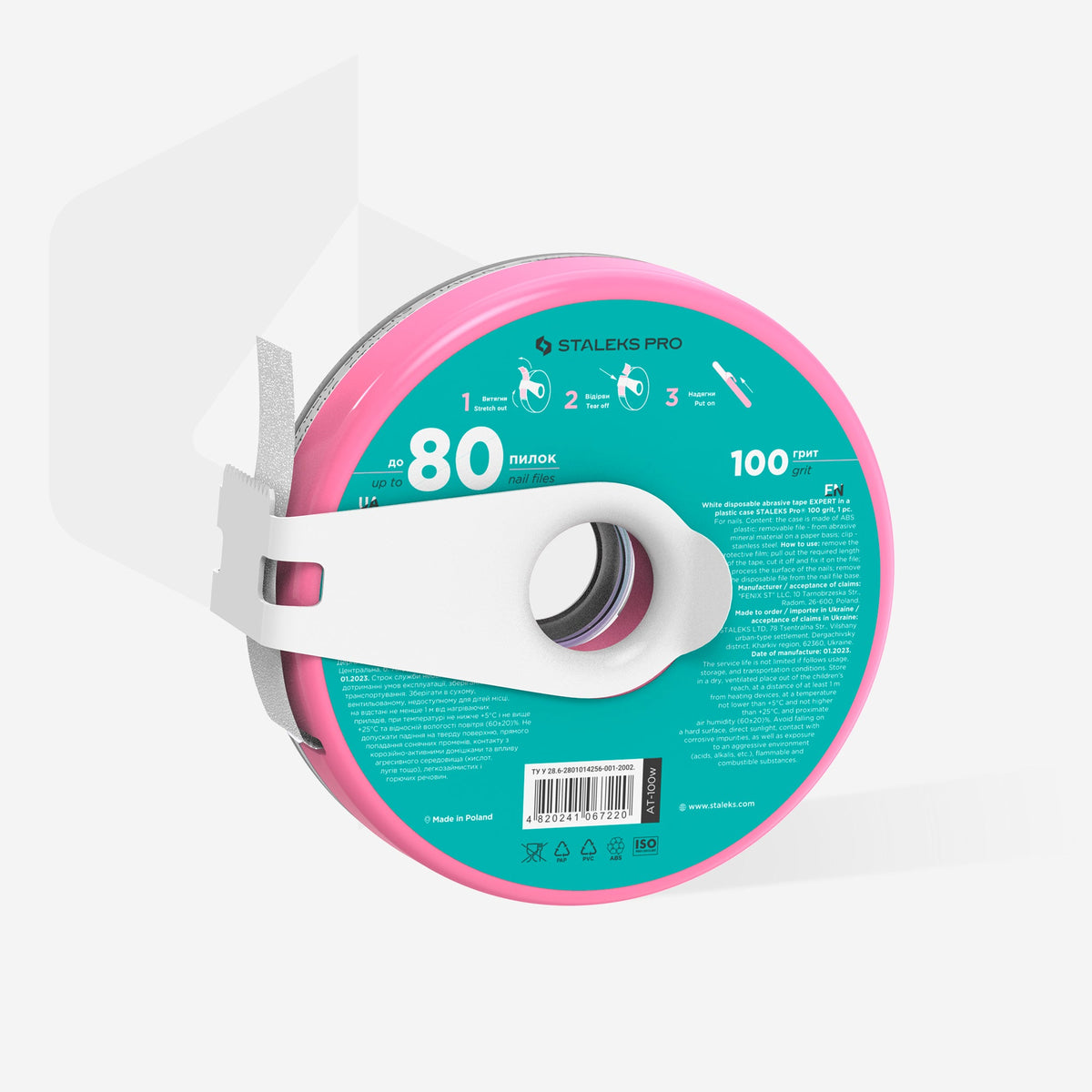 Disposable white abrasive tape EXPERT 100 Körnung in a plastic case – Ansicht 2