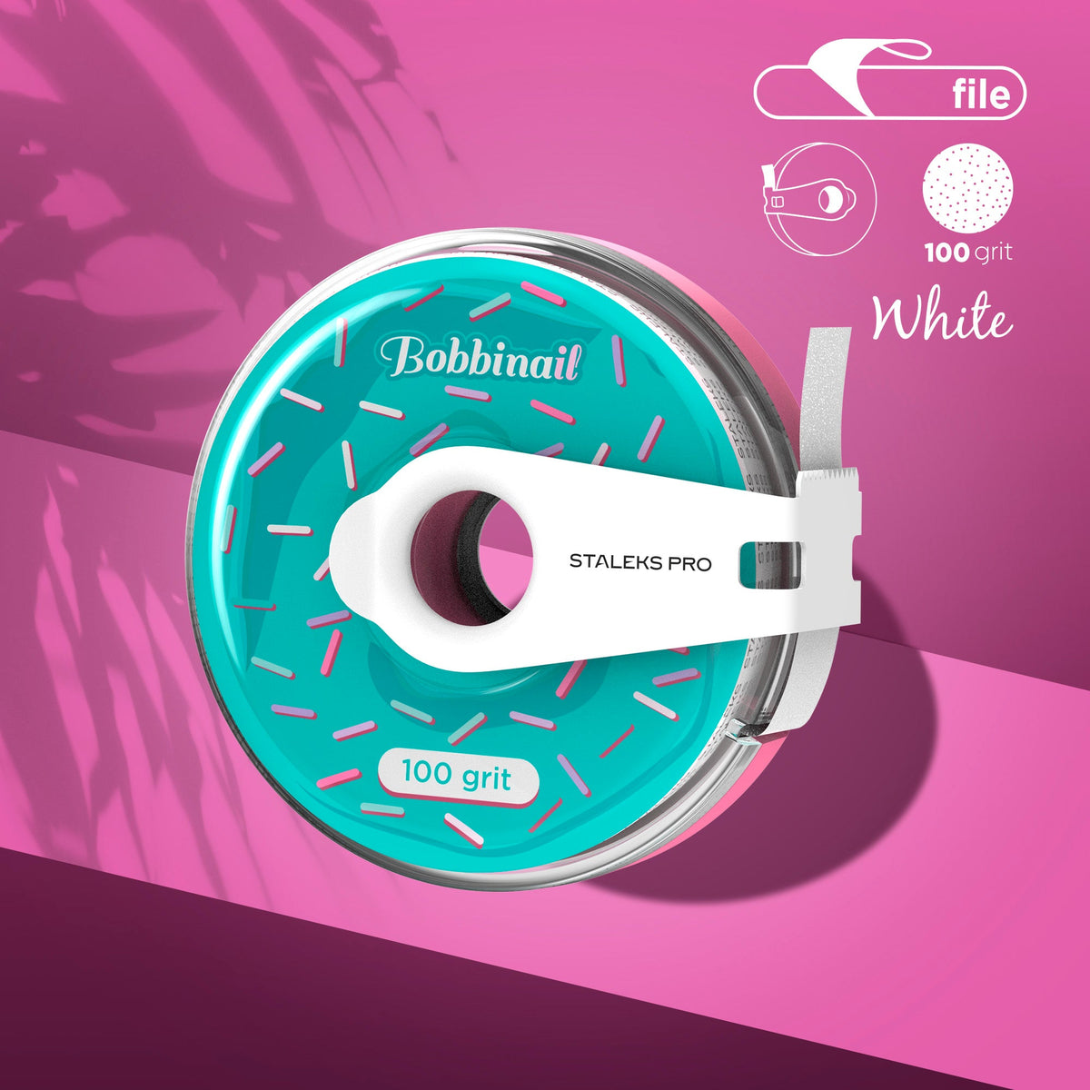 Disposable white abrasive tape EXPERT 100 Körnung in a plastic case