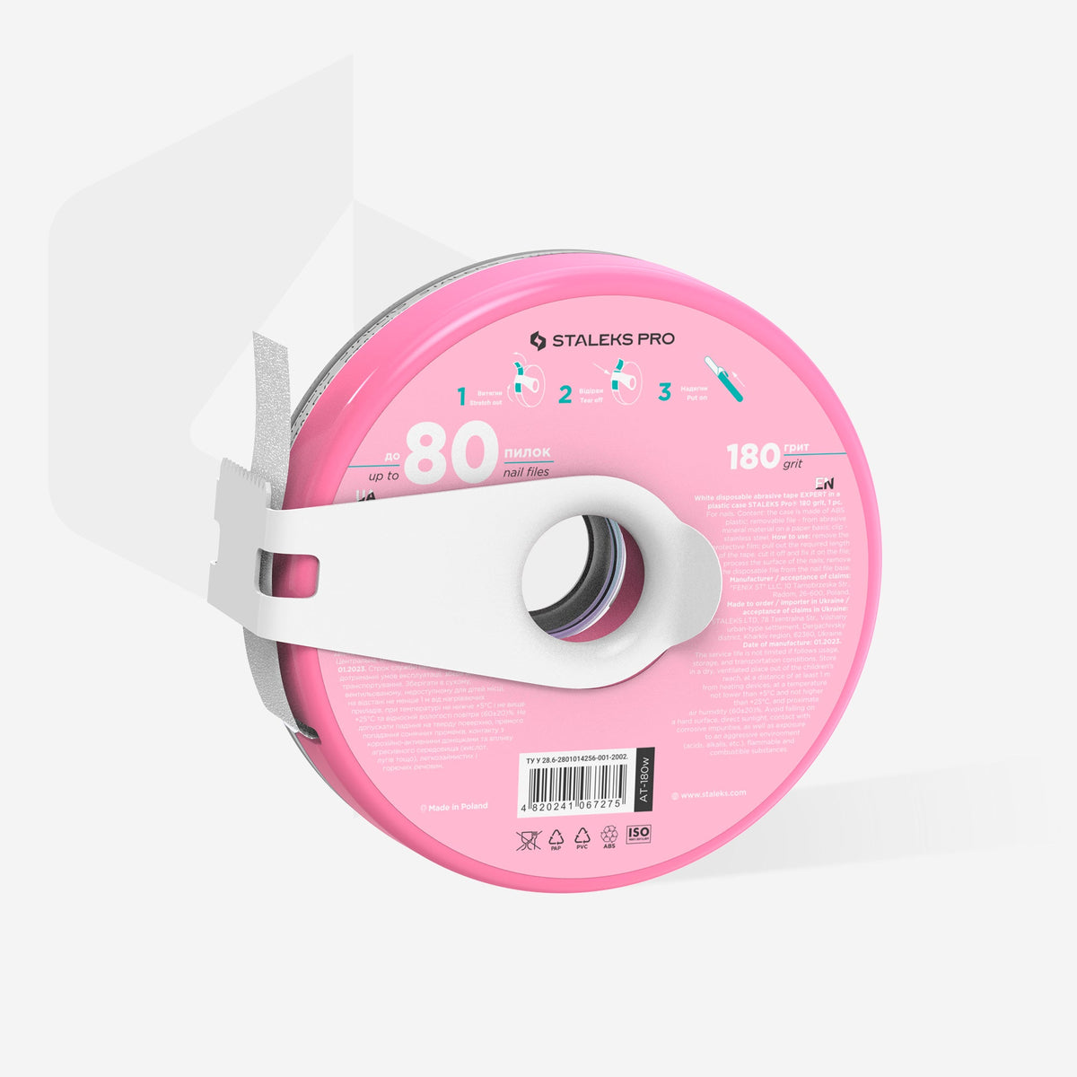 Disposable white abrasive tape EXPERT 180 Körnung in a plastic case – Ansicht 2