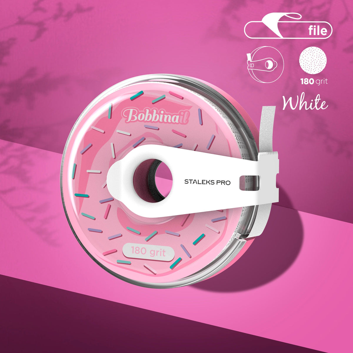 Disposable white abrasive tape EXPERT 180 Körnung in a plastic case