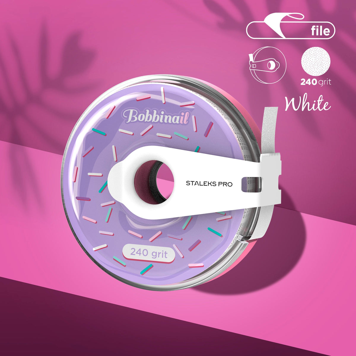 Disposable white abrasive tape EXPERT 240 Körnung in a plastic case