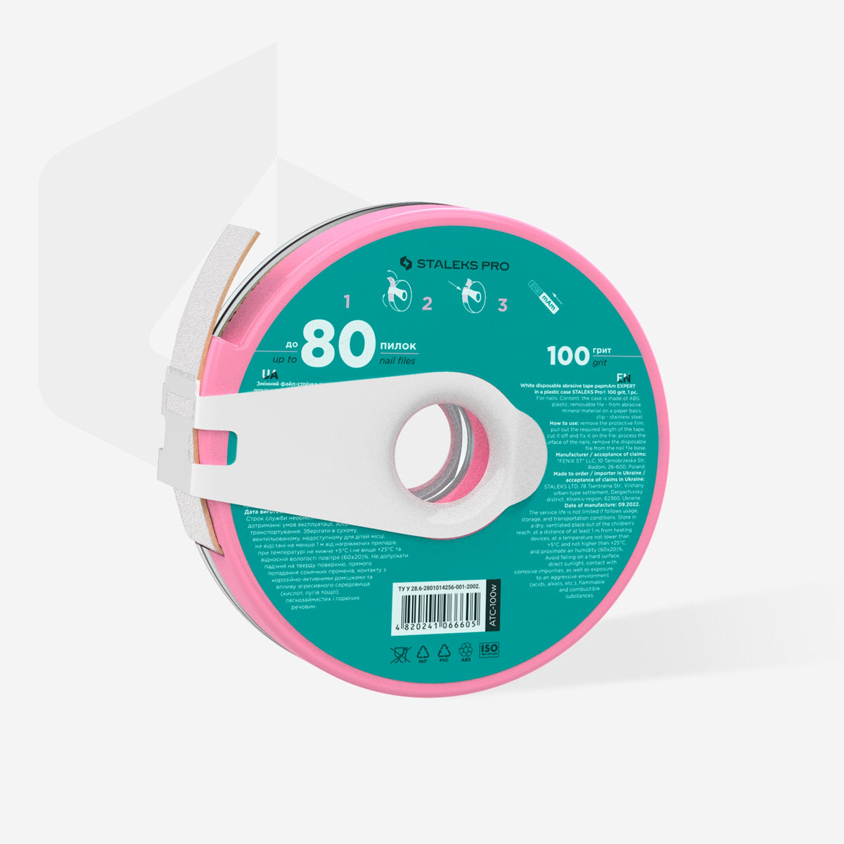 Disposable white abrasive tape papmAm EXPERT 100 Körnung in a plastic case – Ansicht 2