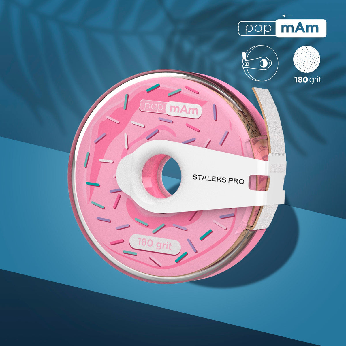 Disposable white abrasive tape papmAm EXPERT 180 Körnung in a plastic case