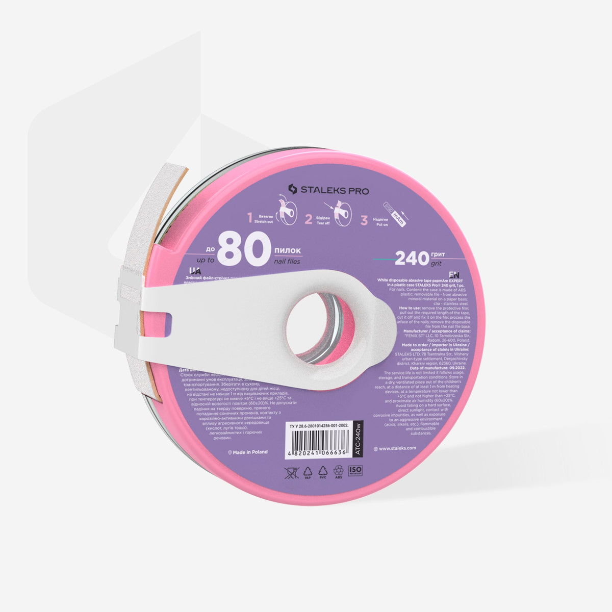 Disposable white abrasive tape papmAm EXPERT 240 Körnung in a plastic case – Ansicht 2