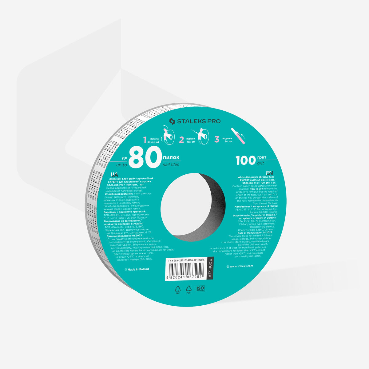Disposable white abrasive tape EXPERT 100 Körnung for the plastic case – Ansicht 2