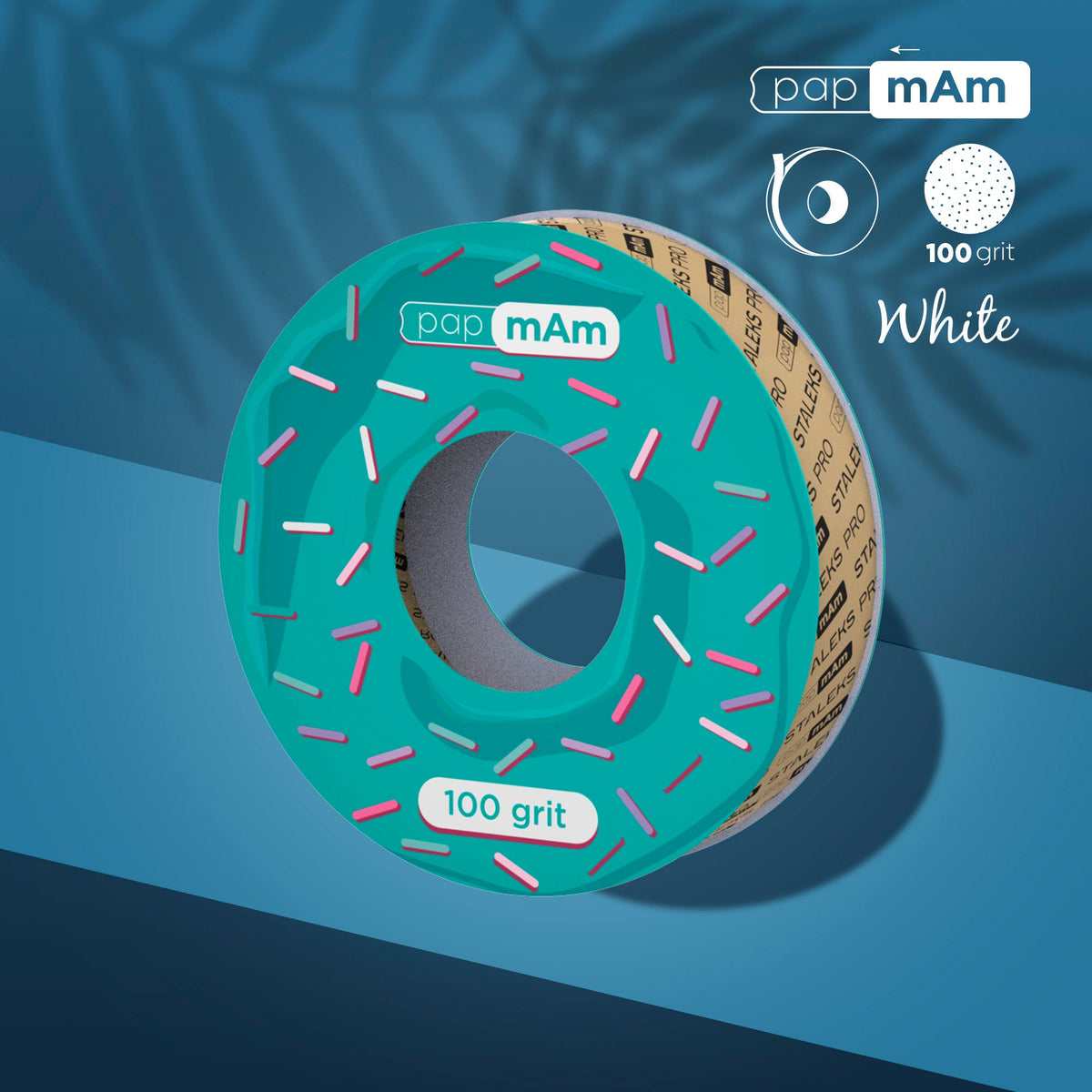 Disposable white abrasive tape papmAm EXPERT 100 Körnung for the plastic case