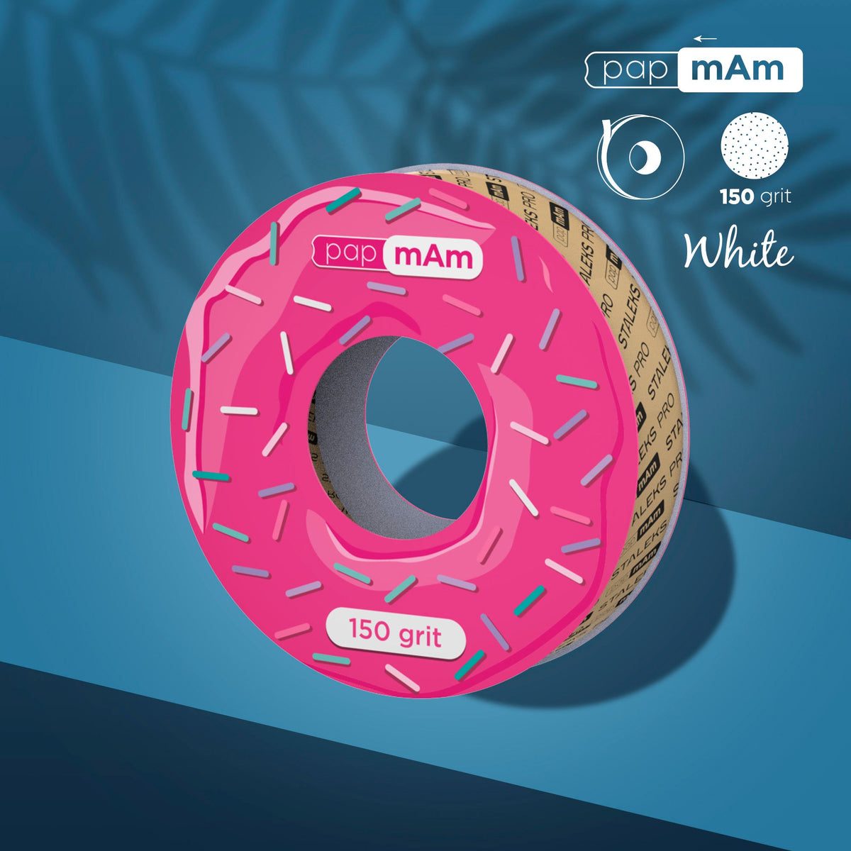 Disposable white abrasive tape papmAm EXPERT 150 Körnung for the plastic case