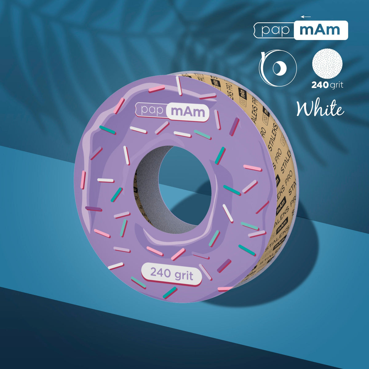 Disposable white abrasive tape papmAm EXPERT 240 Körnung for the plastic case