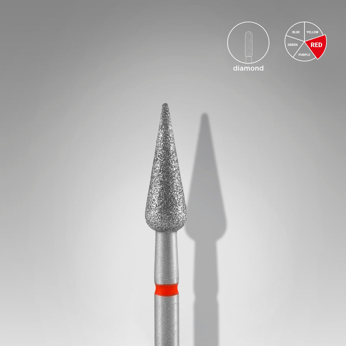 STALEKS EXPERT Diamantfräser spitze Birne, rot, 4 × 12 mm