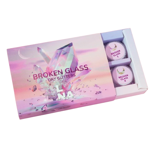Набір сухого гліттеру для нігтів Lunamoon «Broken Glass», 6 шт.
