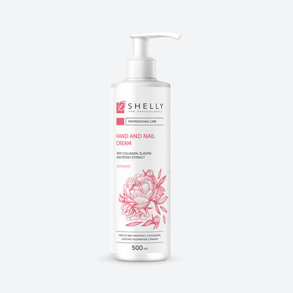 Hand- und Nagelcreme mit Kollagen, Elastin und Pfingstrosenextrakt Shelly 500 ml