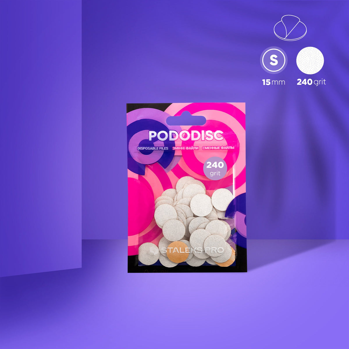 Disposable white files für Pediküre-Scheibe PODODISC S EXPERT 240 Körnung (50 Stk.)